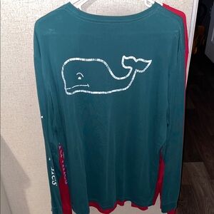 Vineyard Vines Teal and Red Long Sleeve Shirt